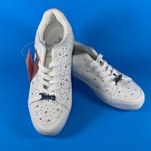 NEW Juicy Couture Alanis Sneakers Rhinestones Shoes White Lace Up